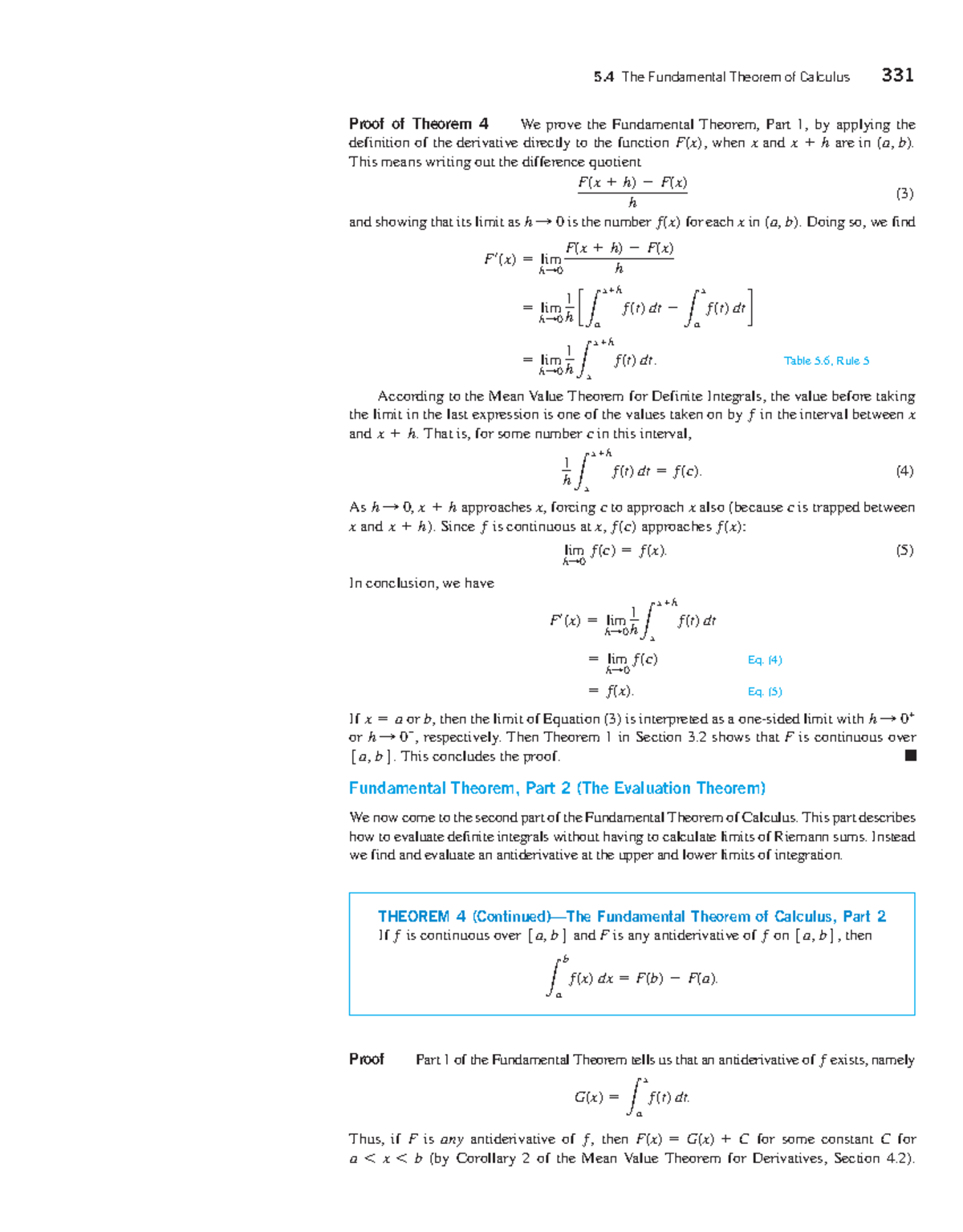 5.4 Fundamental Theorem of Calculus Proofs (Thomas Calculus) - Studocu
