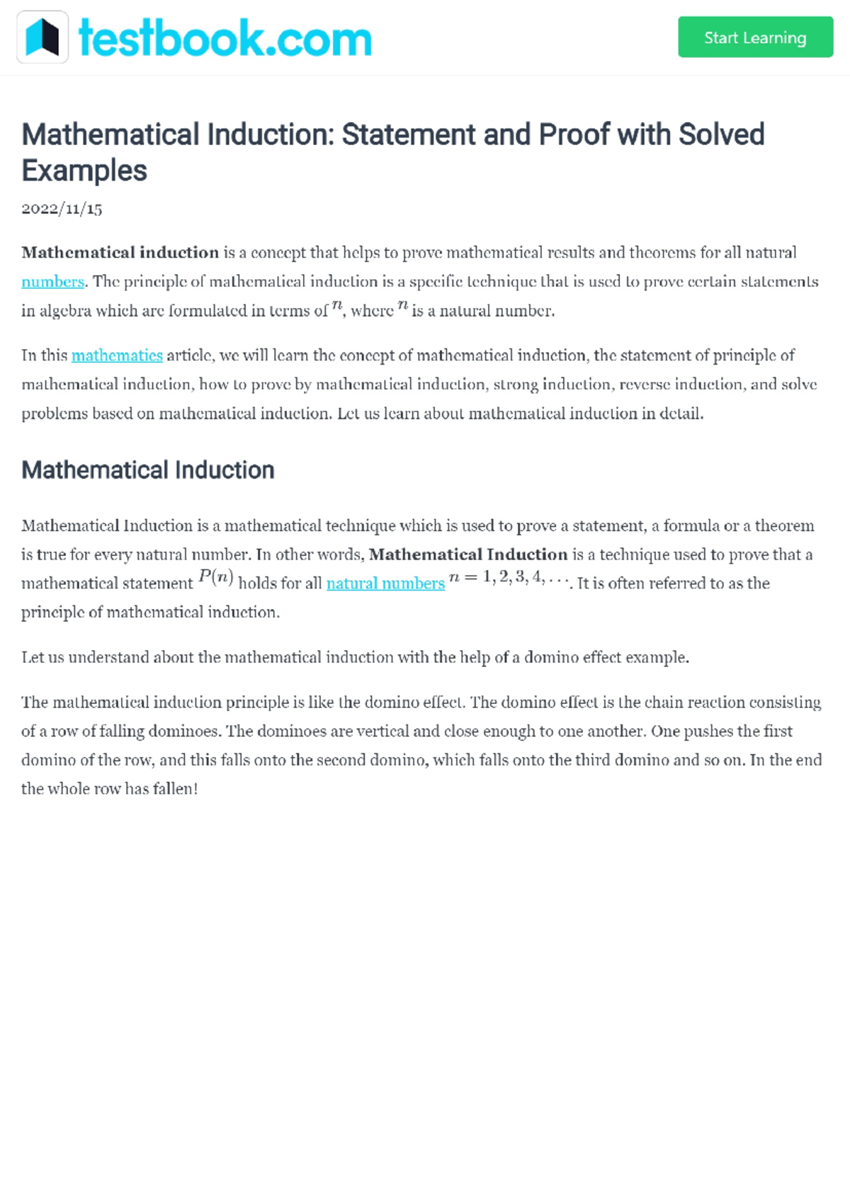Maths principle of mathematical induction - Mathematics - Studocu