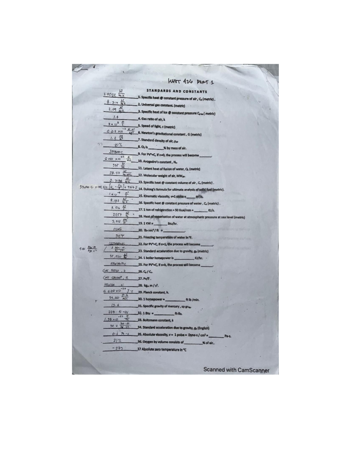 Test ing number 2 - Yest5 - WEET 426 PART 1 STANDARDS AND CONSTANTS 1 ...