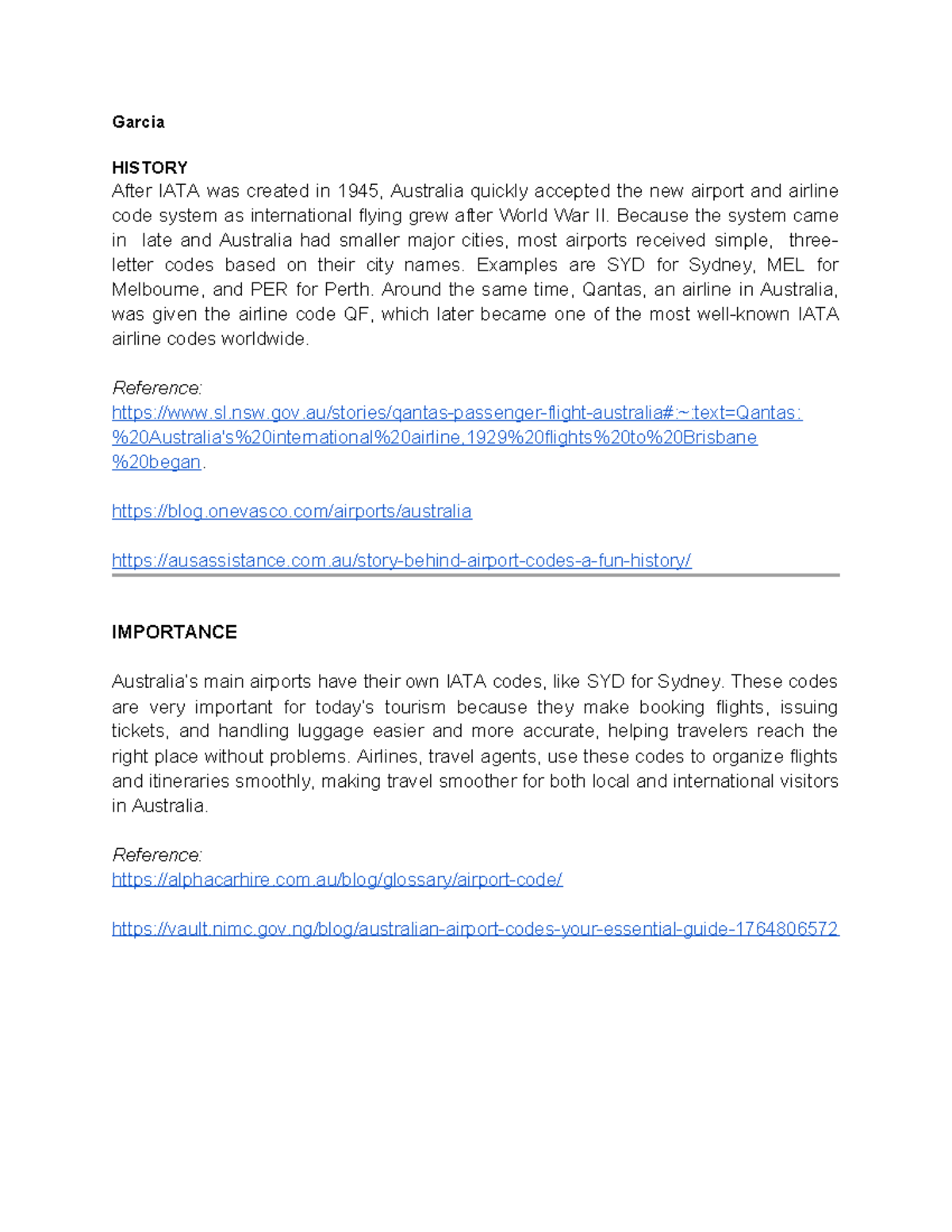 HIST 101: The Impact of IATA Codes on Australian Aviation - Studocu