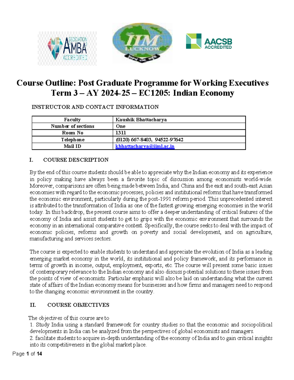 2 Course Outline Pgpwe IE 2024-2025 - Course Outline: Post Graduate ...