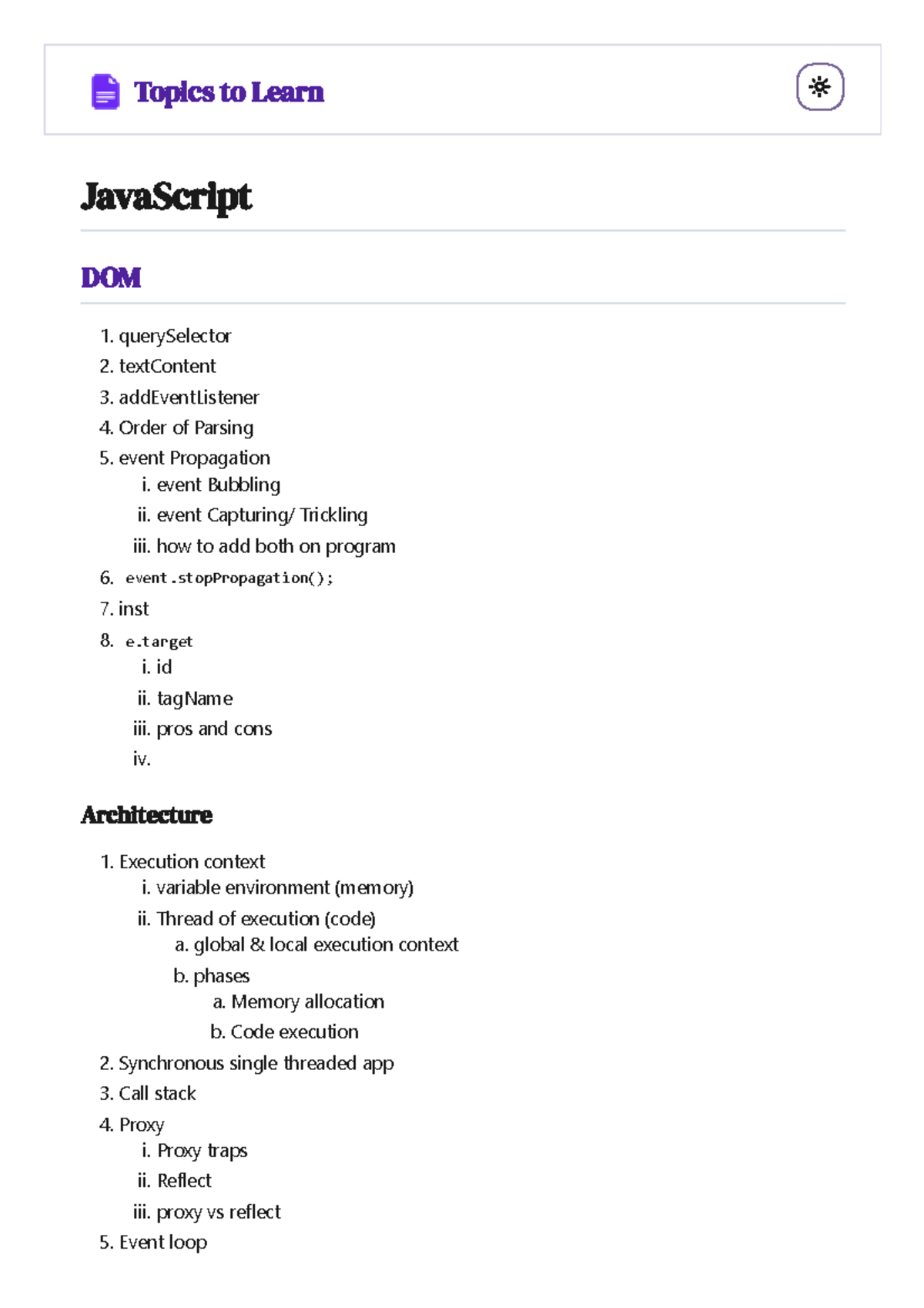 JavaScript DOM Concepts and Techniques - Topics to Learn JS - Studocu