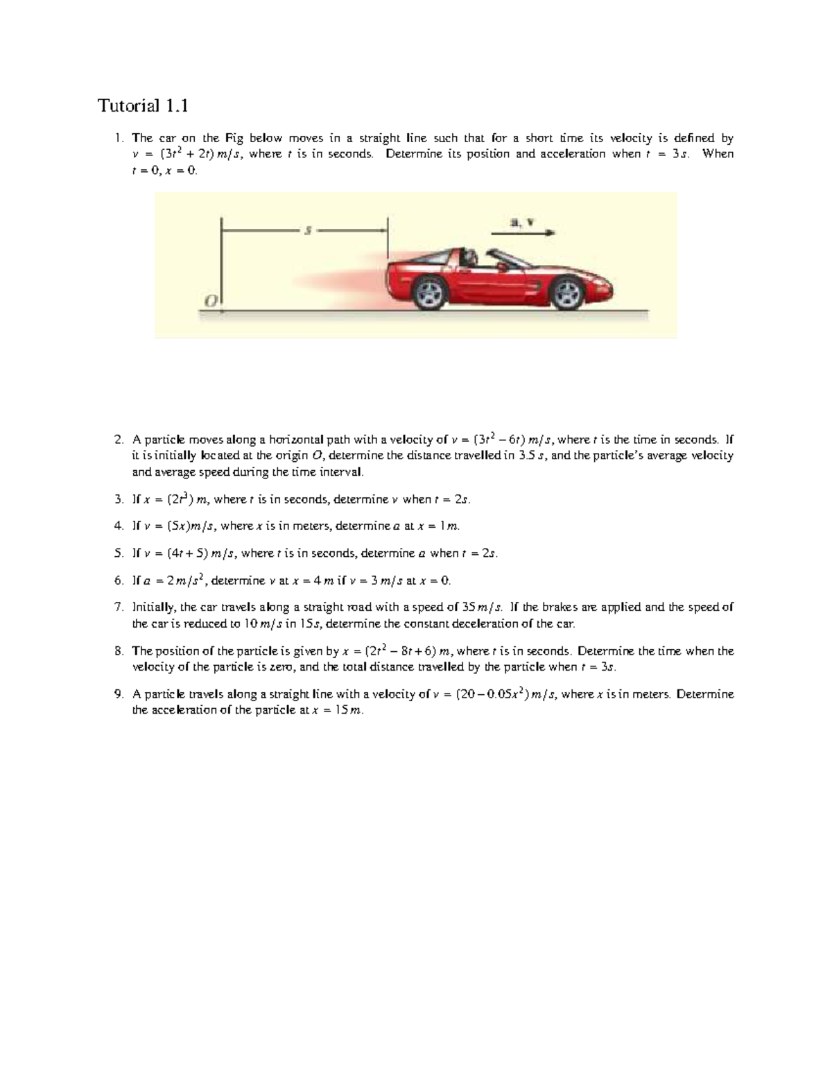Tutorial 4: Kinematics Problems and Solutions - Studocu