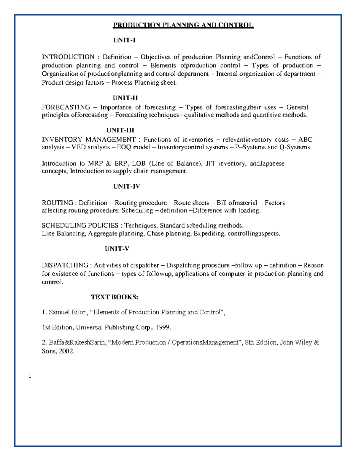 PPC 101: Comprehensive Notes on Production Planning & Control - Studocu
