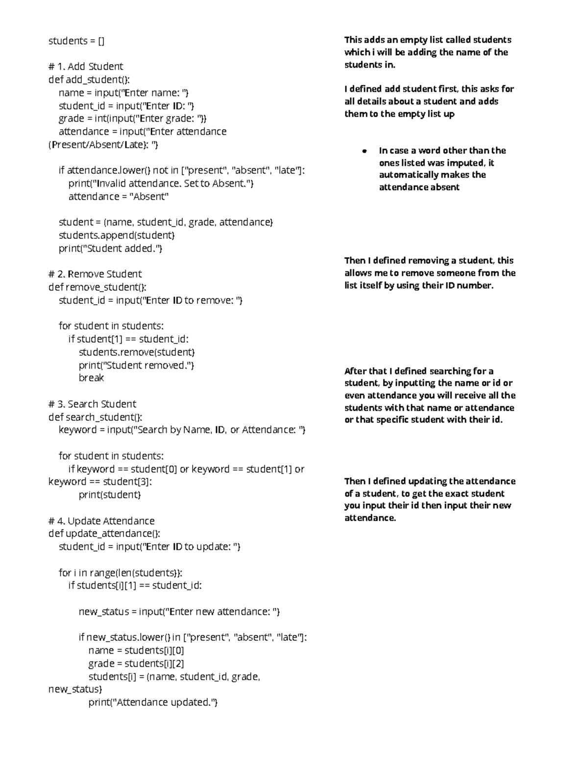 AP CSP Project: Student Management System Functions - Studocu