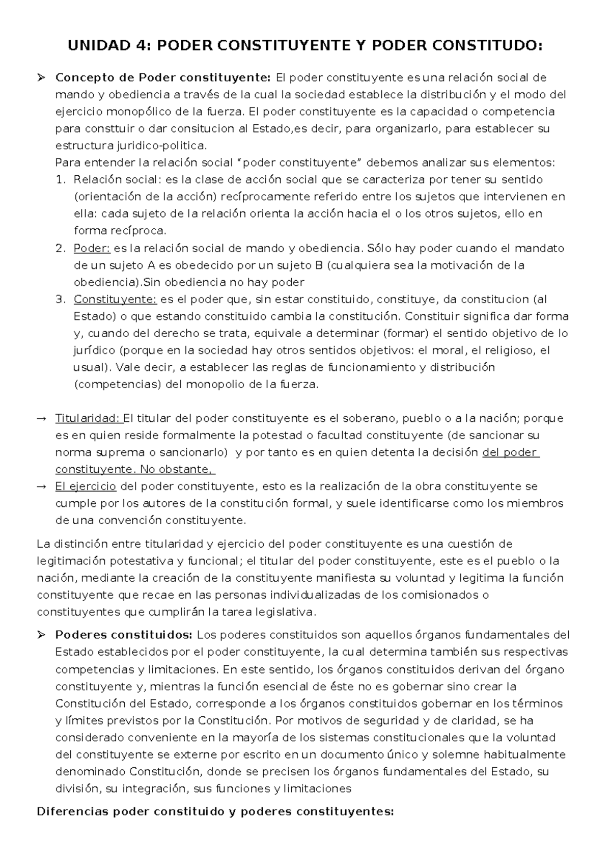 Unidad 4: Poder Constituyente y Poder Constituido en Derecho ...