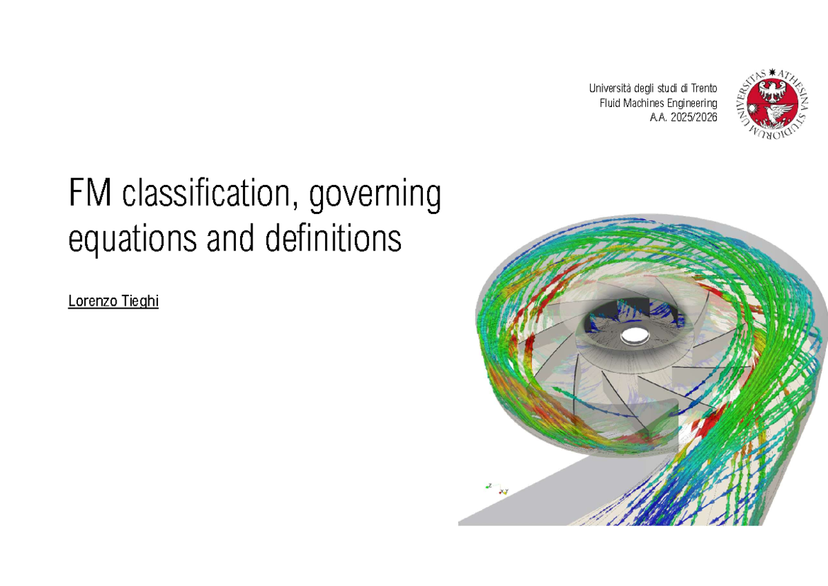 Fluid Machines Engineering A.A. - Classification & Governing Equations ...