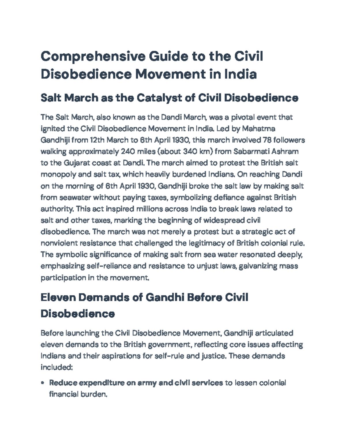 Civil Disobedience Movement in India: The Salt March & Its Impact - Studocu