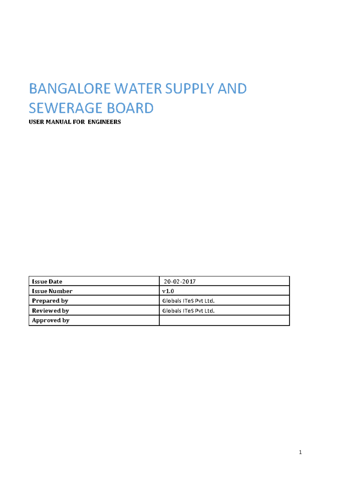 Bwssb User Manual Engineers Copy v1 - BANGALORE WATER SUPPLY AND ...