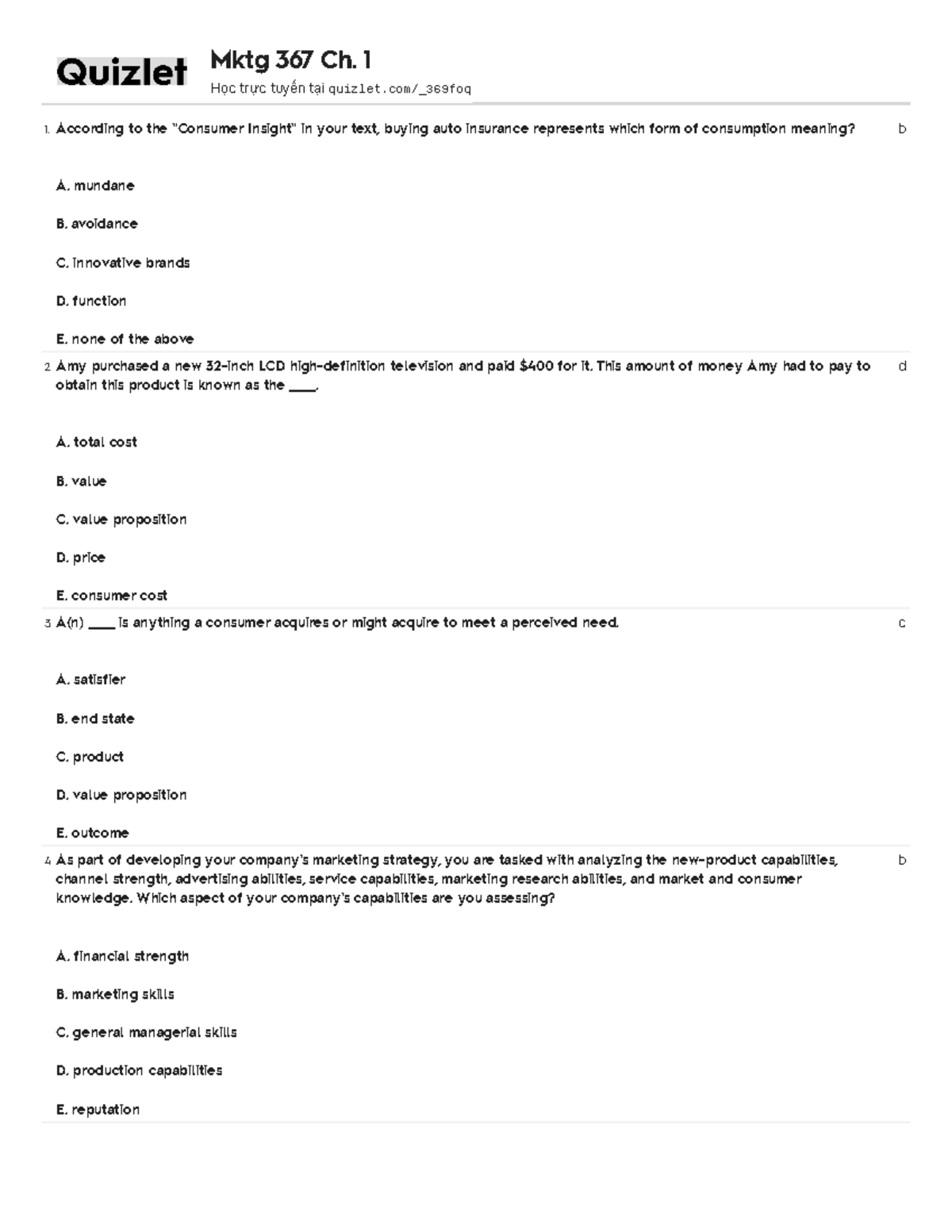 CB chapter 1 - For multiple-choice questions practicing - 1 to the ...