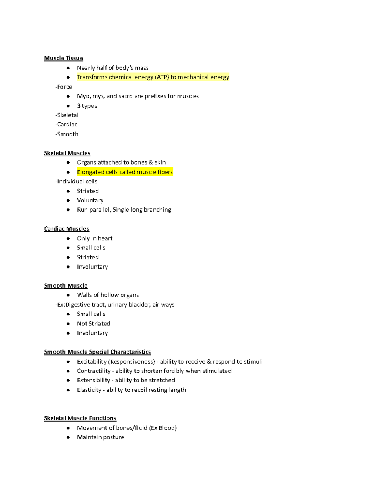 BIO 101: Muscles and Muscle Tissues Lecture Notes Overview - Studocu