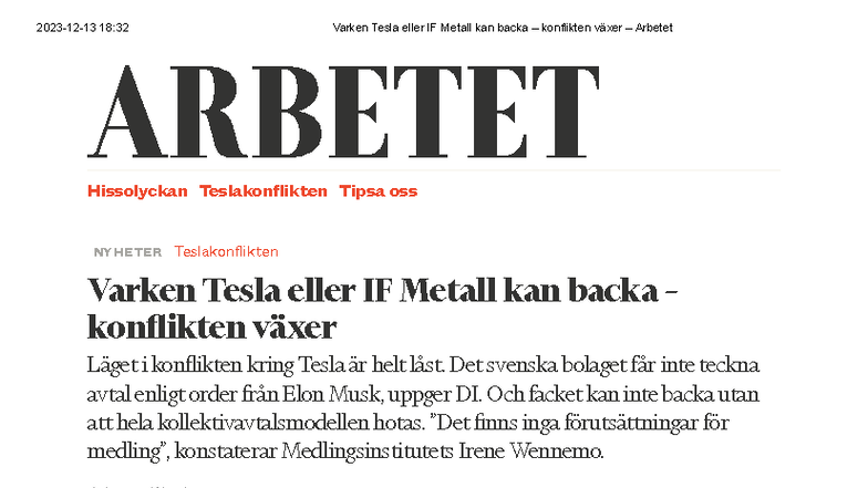18:32 Teslakonflikten: Varken Tesla eller IF Metall kan backa - Studocu