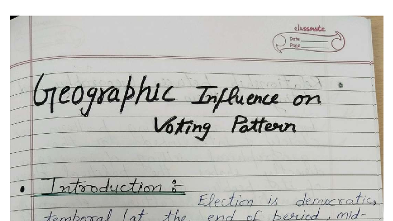 Geographic Influence on Voting Patterns: An Analysis (Ankit 5630) - Studocu