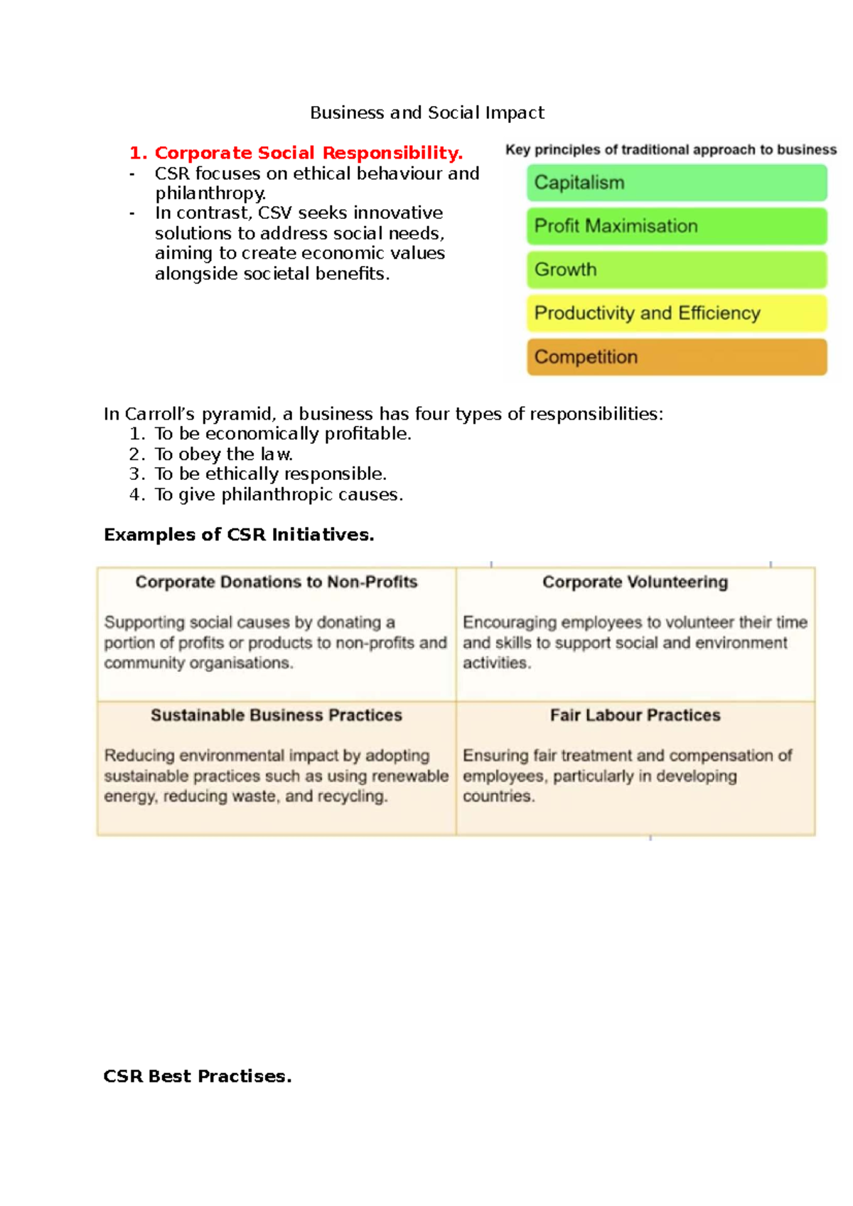 Business and Social Impact 1: CSR vs. CSV Insights - Studocu
