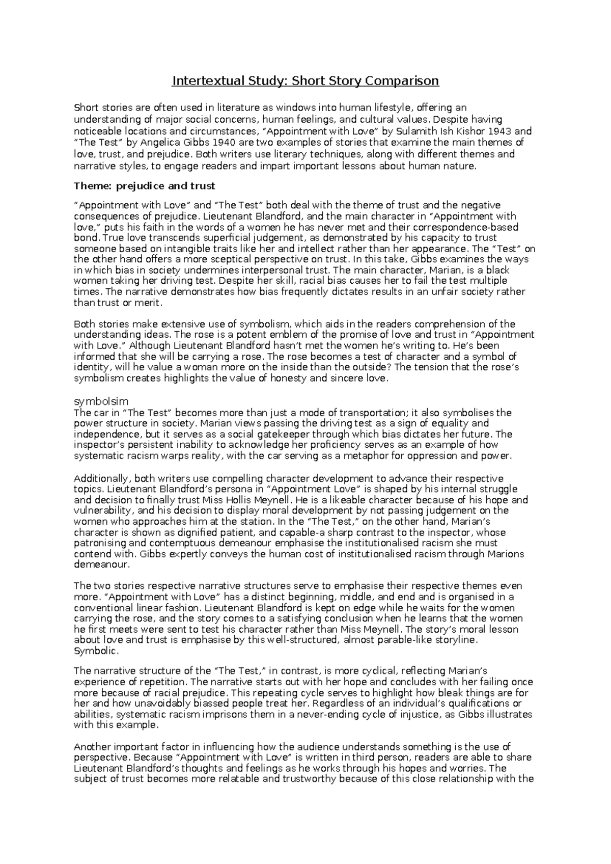 Intertextual study - Despite having noticeable locations and ...