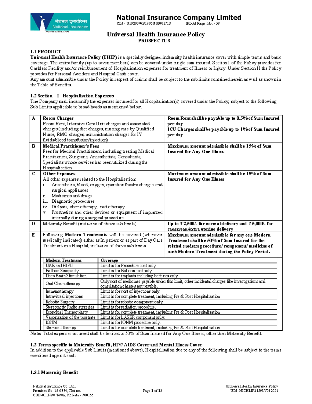 UHIP Prospectus: Universal Health Insurance Policy Overview - Studocu