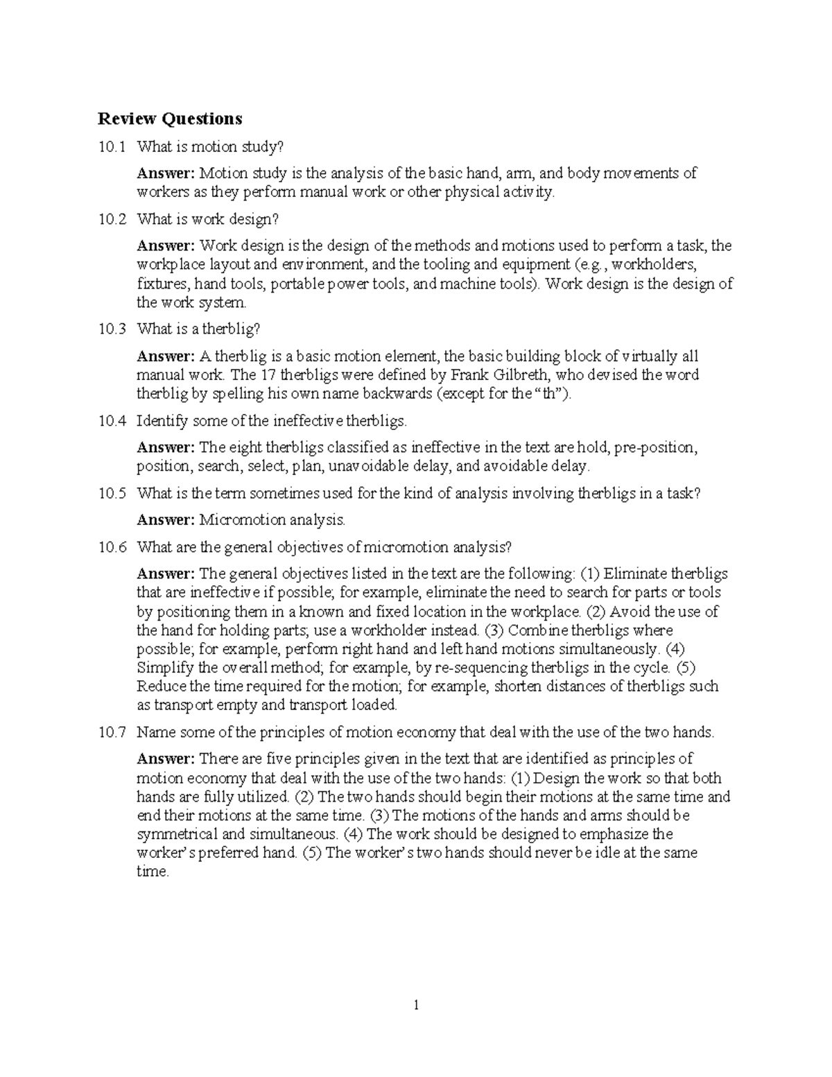 Chapter 4 - Motion Study & Therbligs Review Questions - Studocu