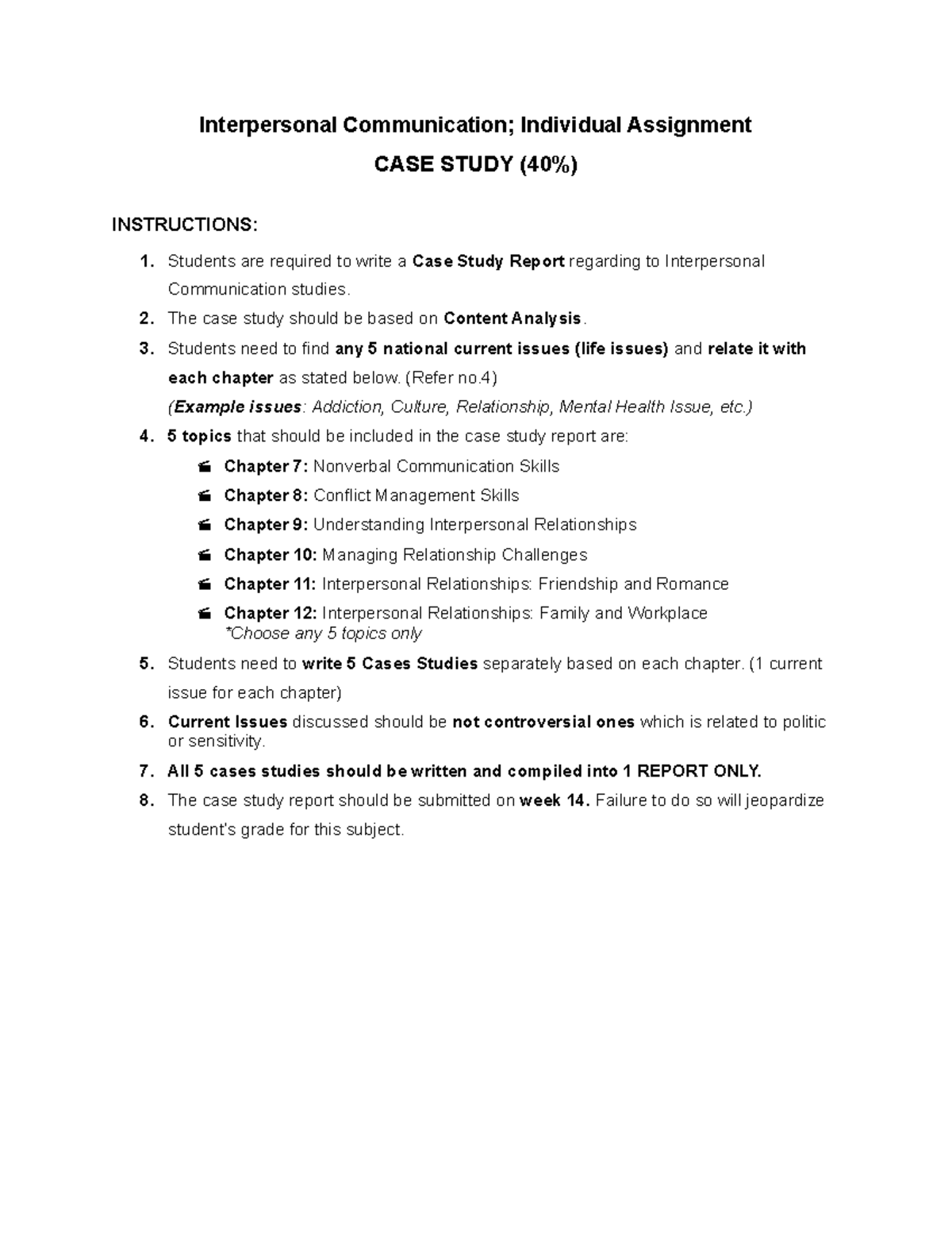 INC410 - Interpersonal Communication Individual Assignment Case Study ...
