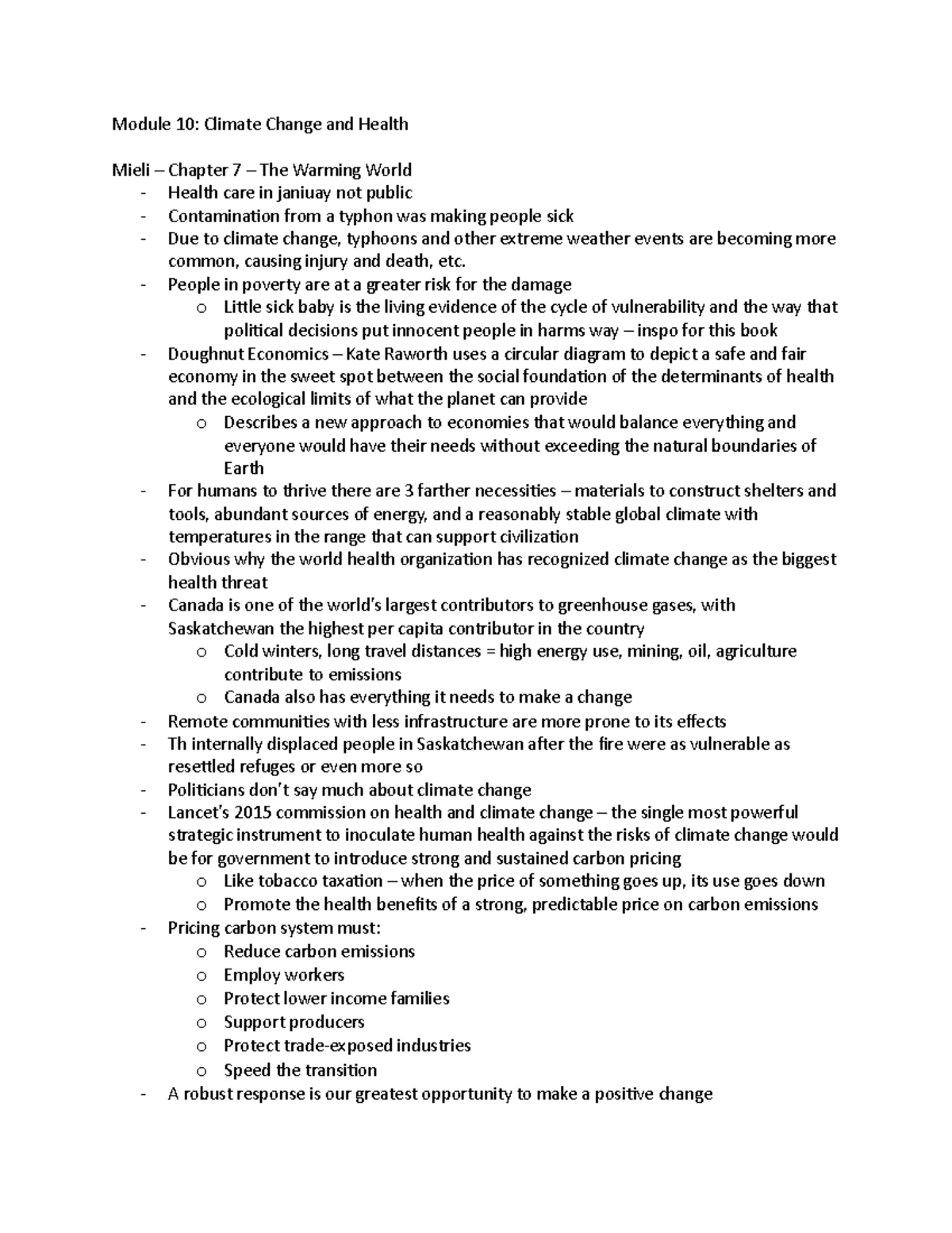 Module 10 - Module 10: Climate Change and Health Mieli – Chapter 7 ...