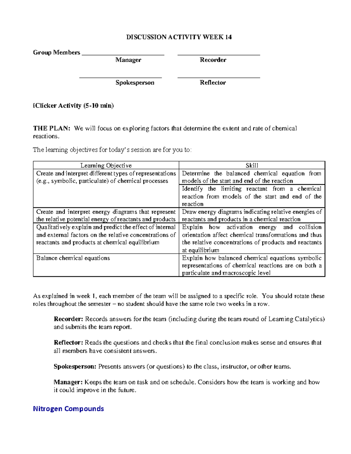 Discussion Worksheet Week 14 - DISCUSSION ACTIVITY WEEK 1 4 Group ...