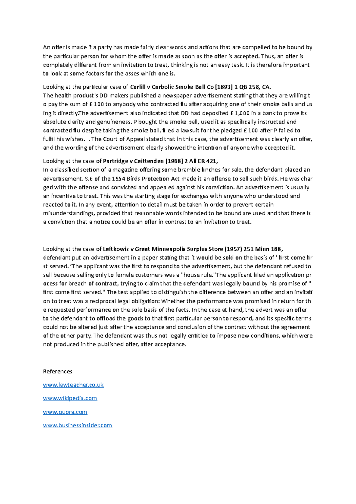 Differences Between Invitation to Treat and Offer: Key Cases Explained ...