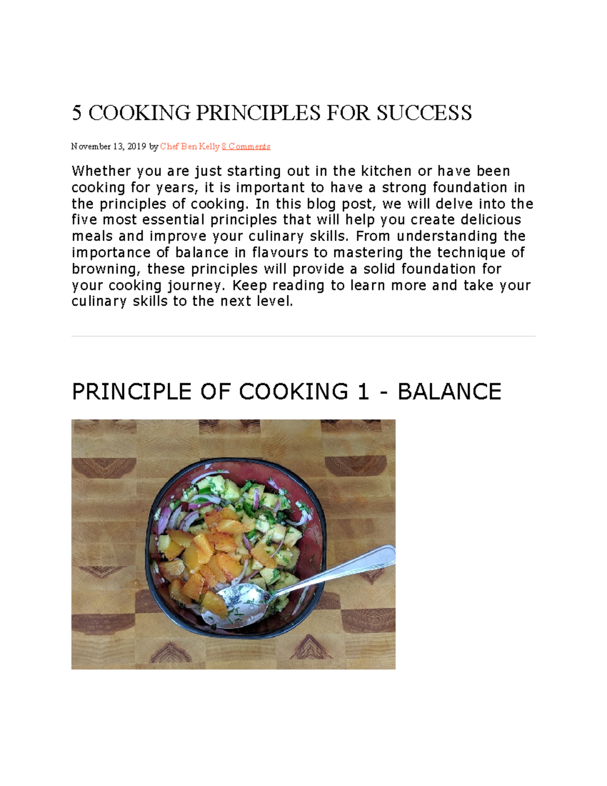 Cooking Principles for Success: 5 Key Techniques to Master - Studocu