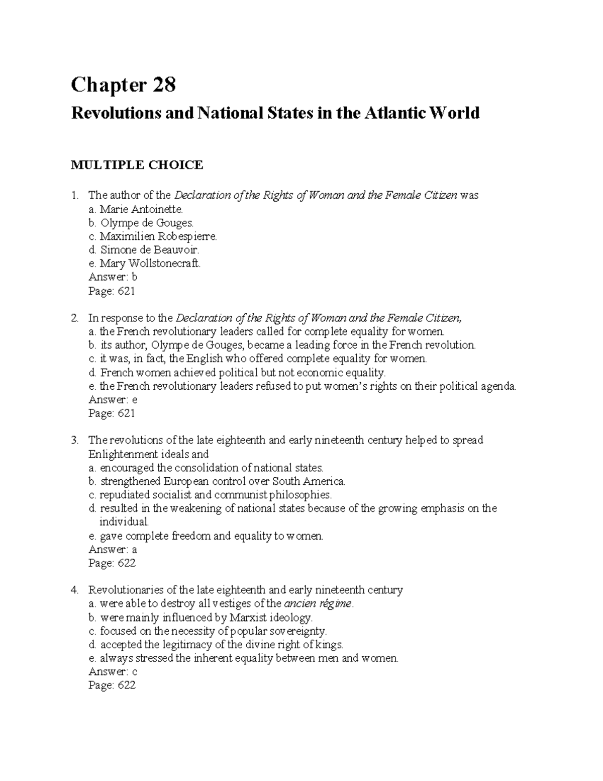 AP World History Chapter 28: Revolutions & National States MCQs - Studocu