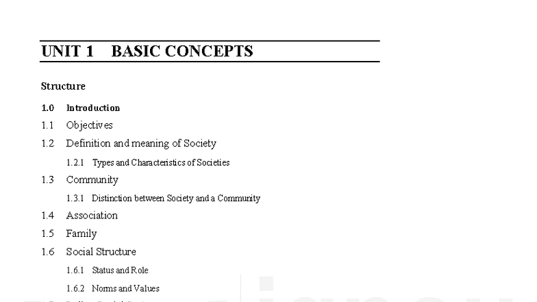 IGNOU - SOCIETY NOTES: UNIT 1 BASIC CONCEPTS REVISION MATERIAL - Studocu
