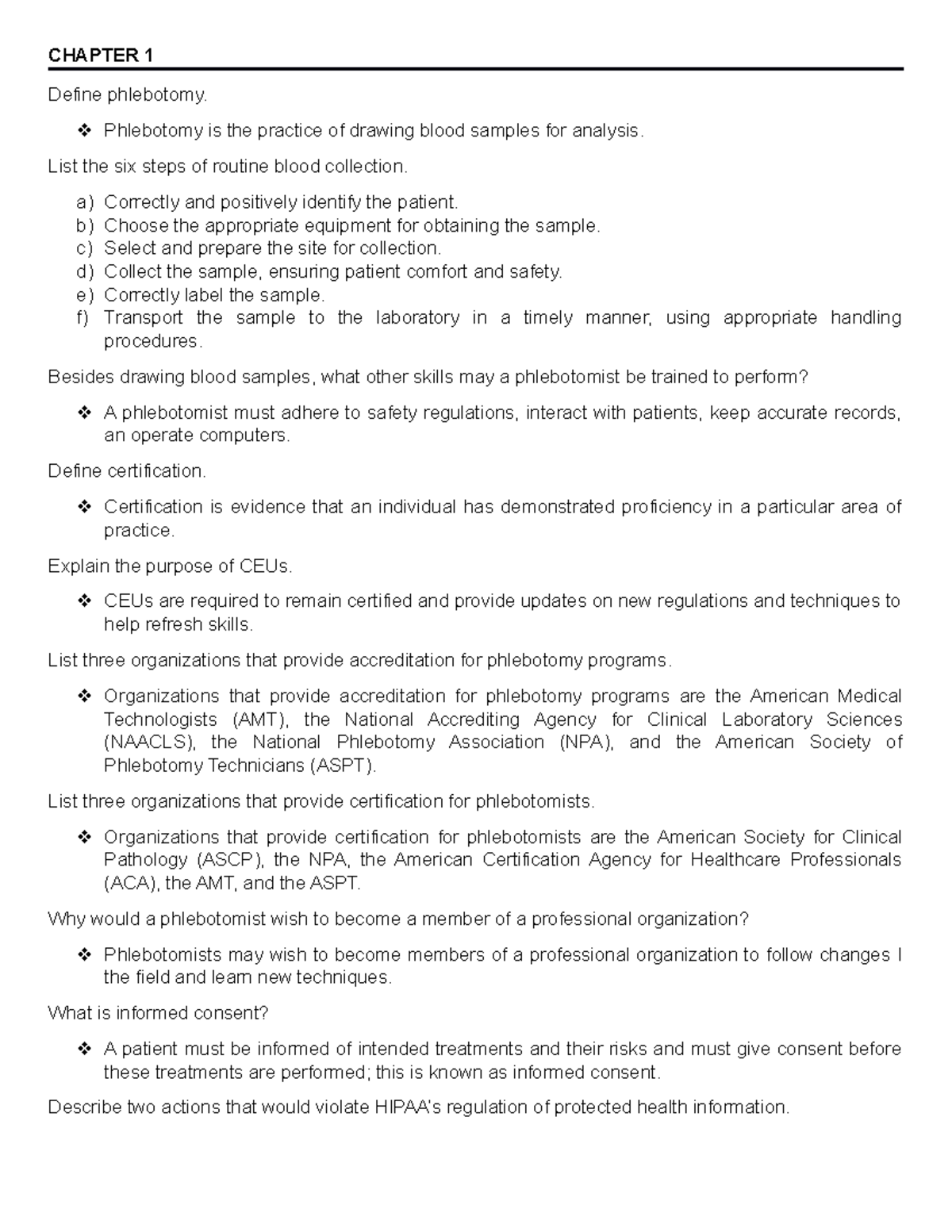 PMLS 202 Midterm Reviewer: Key Concepts in Phlebotomy Practice - Studocu