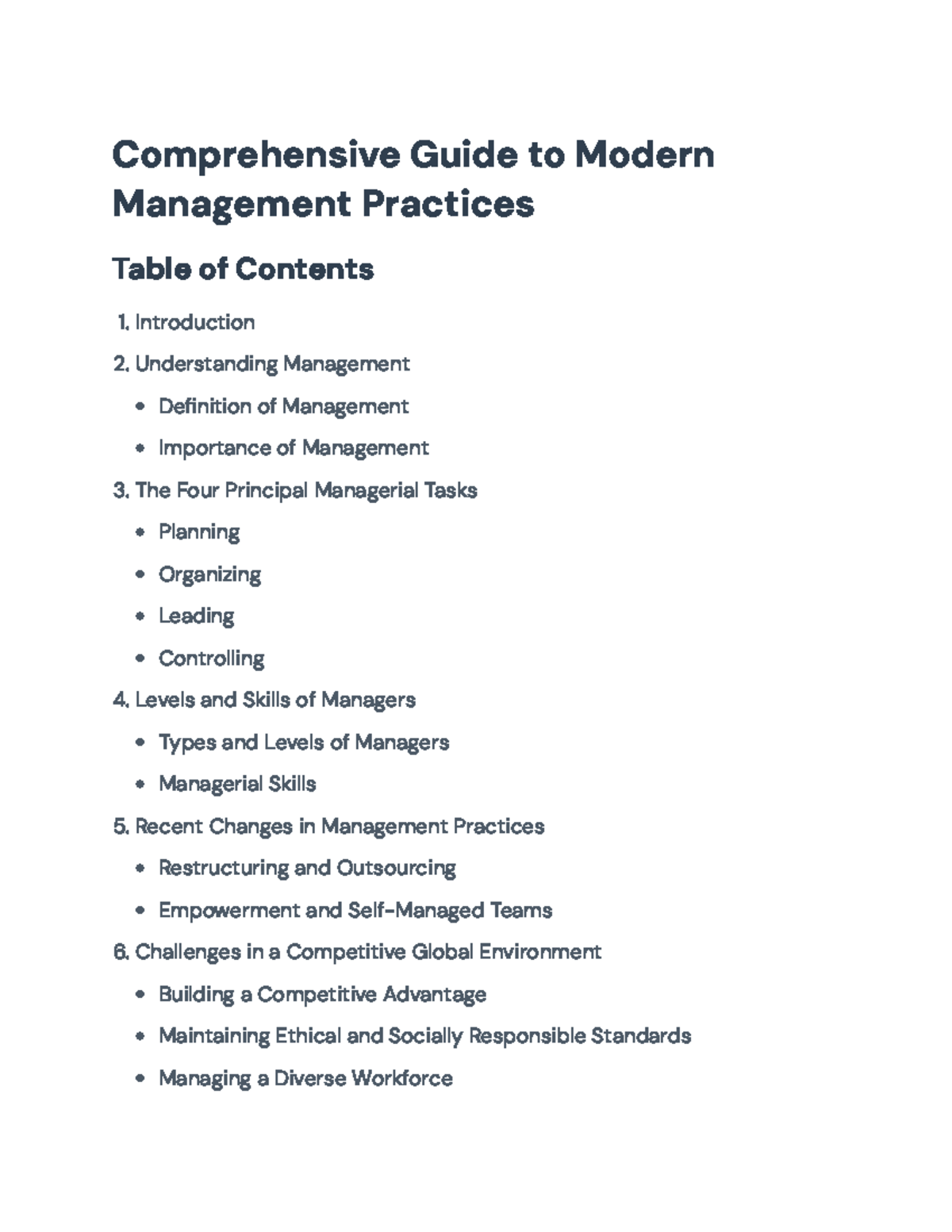 Comprehensive Guide to Modern Management Practices (MGMT 101 ...