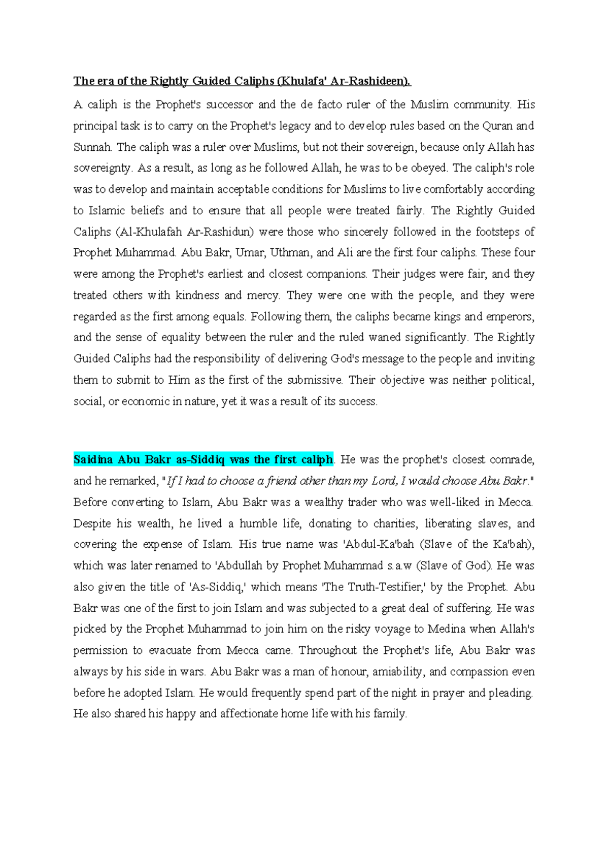 The Era of the Rightly Guided Caliphs (Khulafa' Ar-Rashideen) Overview ...
