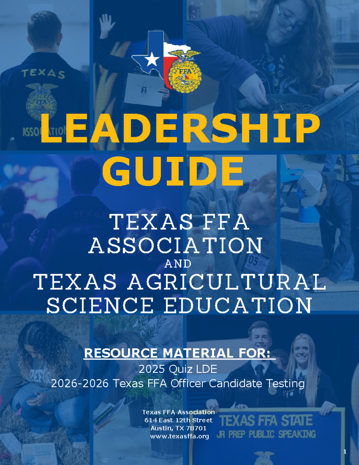 Texas FFA Leadership Guide 2025-2026: Resources for Officer Candidates ...
