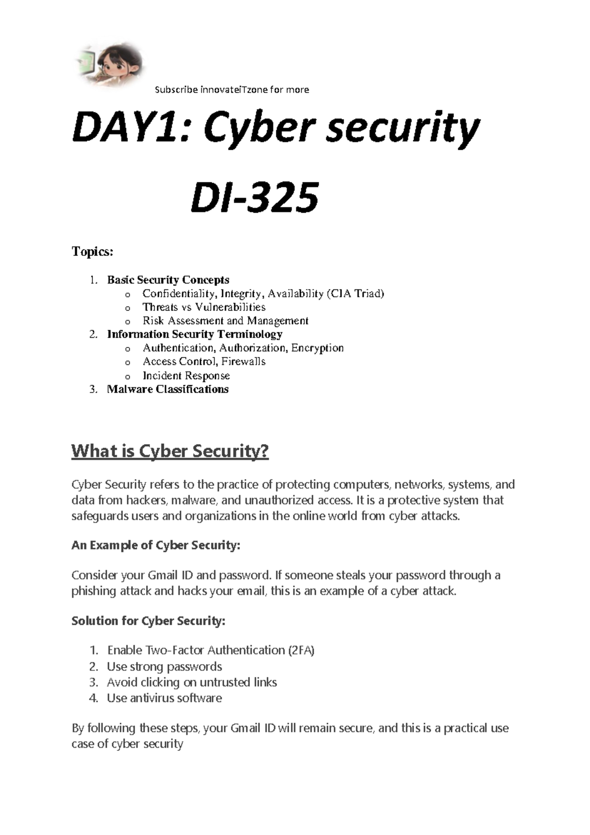 Cyber Security Basics: Understanding CIA Triad & Key Concepts - Studocu