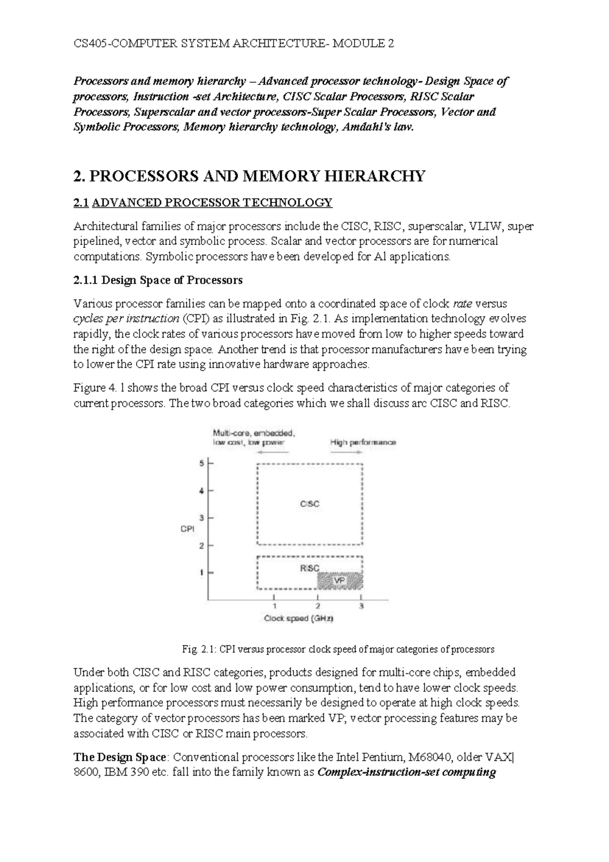 CSA2 - Advanced Processors and Memory Hierarchy Lecture Notes 2 - Studocu