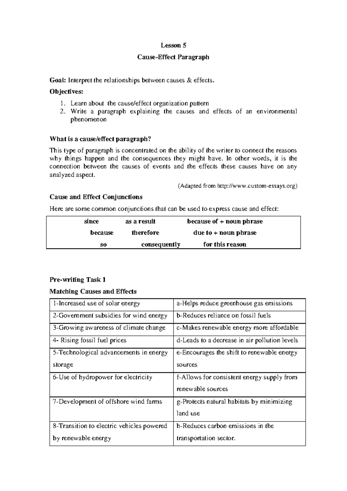 Lesson 5 - Cause and Effect Relationships in Writing - Studocu