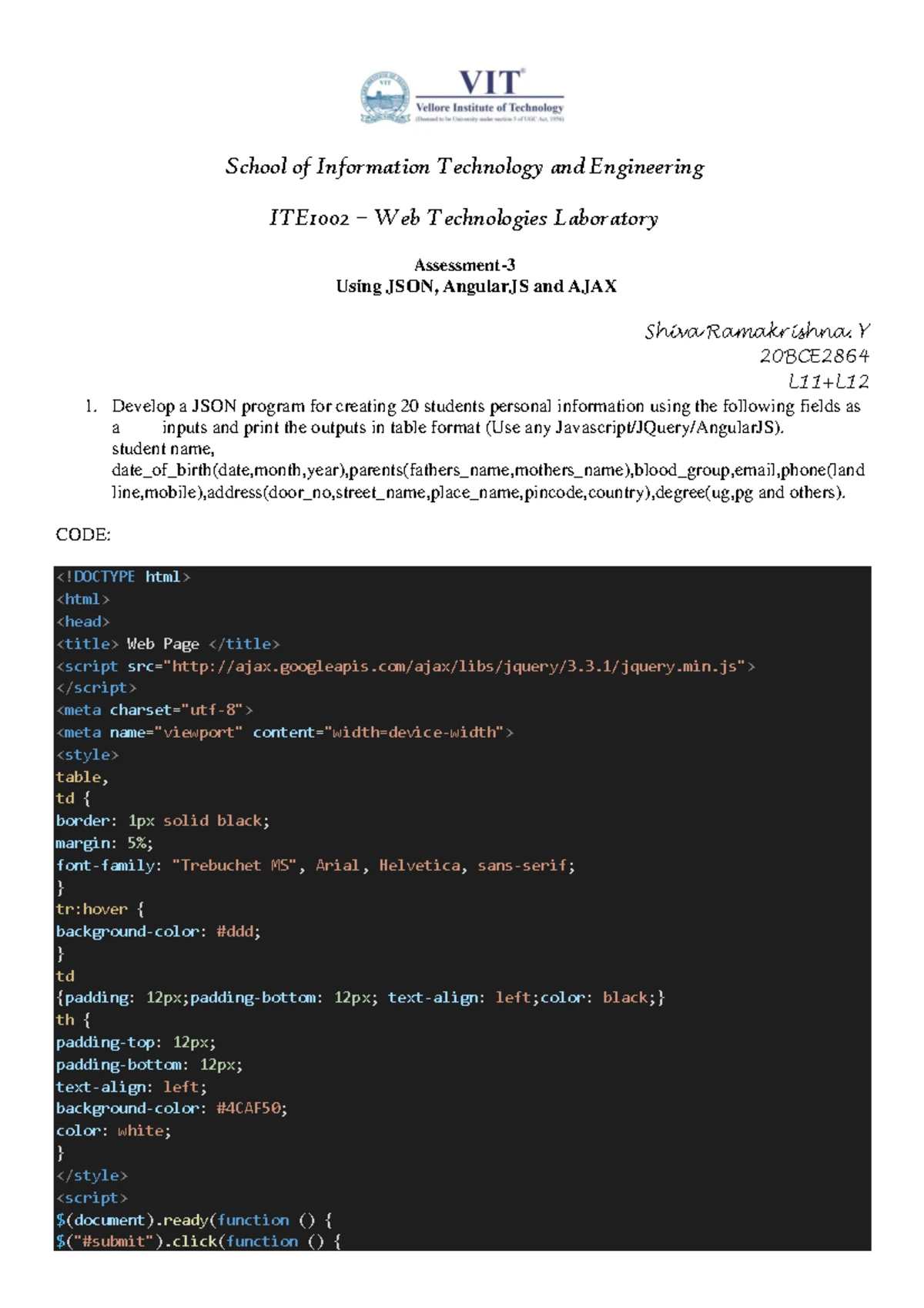 BITE304P - Assmt 1: HTML & CSS Exercise Sheet for Web Technologies ...