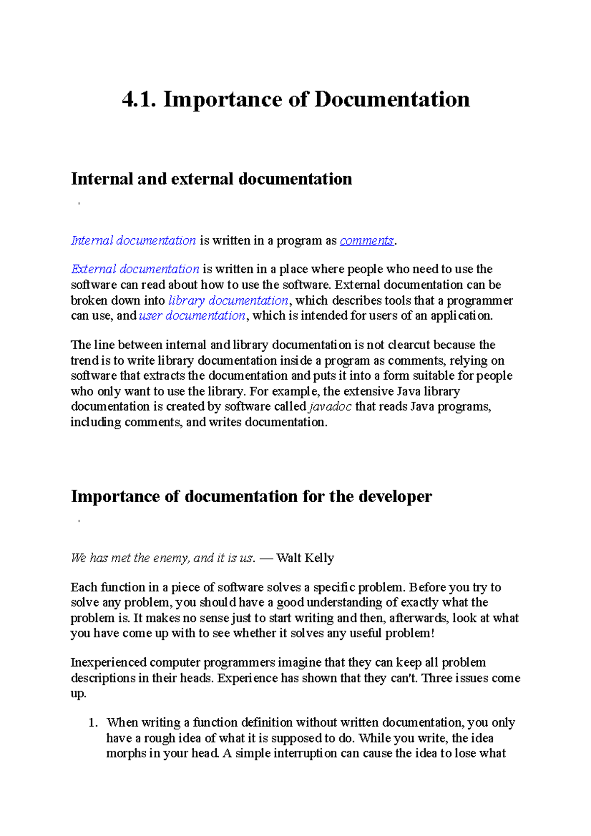 4.1. Significance of Software Documentation for Developers and ...