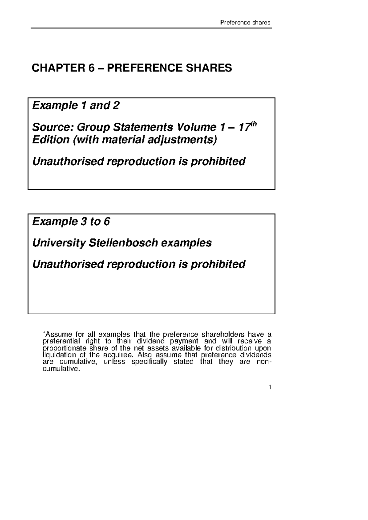 Fin Acc Notes for 278: Chapter 6 on Preference Shares - Studocu