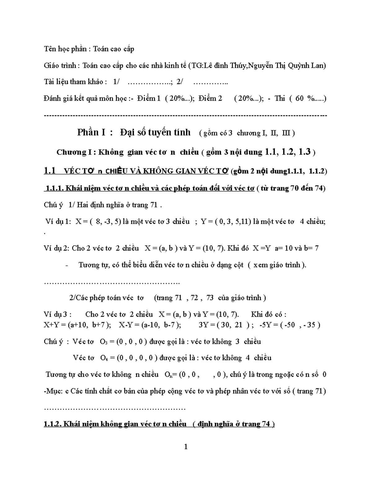 Toan-Hoc-vien-CS-va-PT 2 - Tên học phần : Toán cao cấp Giáo trình ...