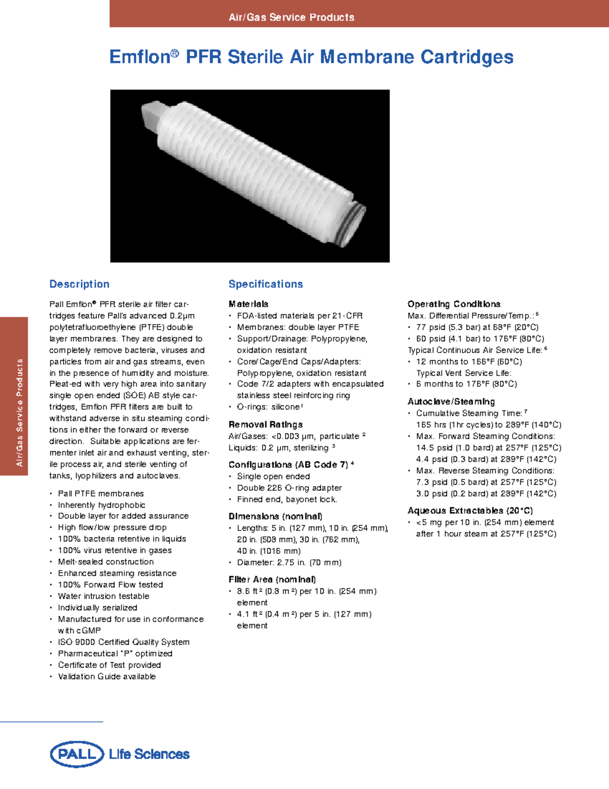 AB Emflon PFR - Sterile Air Membrane Cartridges - Liquid Service ...
