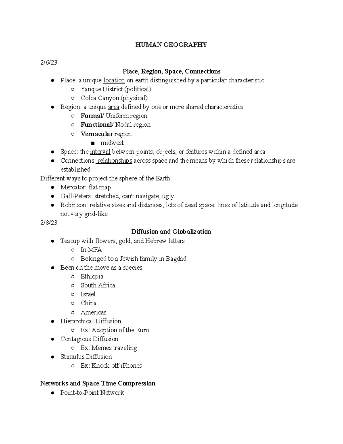 Human Geography Course Notes: Key Concepts and Themes - Studocu