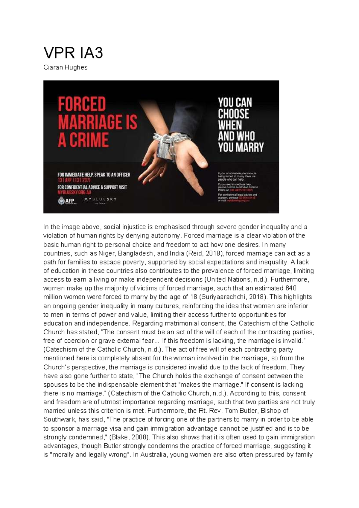 VPR IA3 - Exploring Forced Marriage and Gender Inequality - Studocu