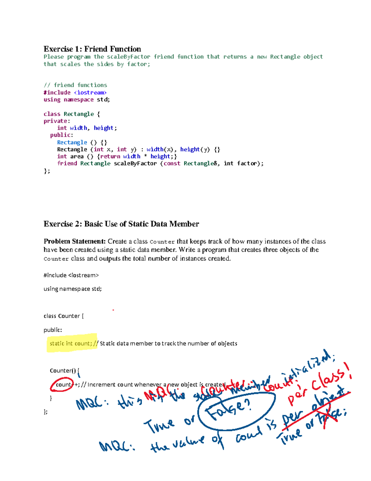 Midterm Solutions for Exercises in C++: Classes and Inheritance 244 ...