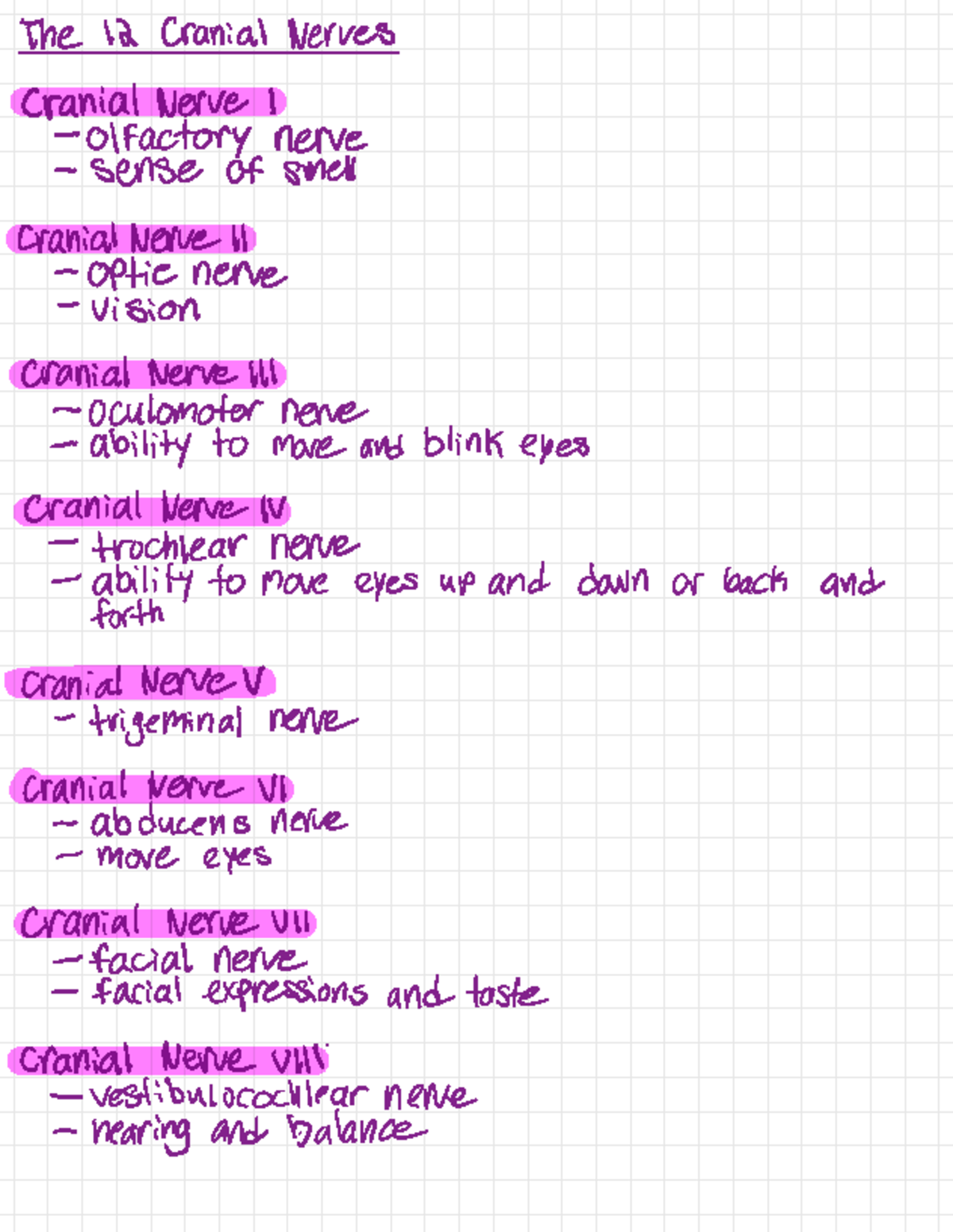 Cranial Nerve Notes For Exam - The 12 Cranial Nerves Cranial Nerve ...