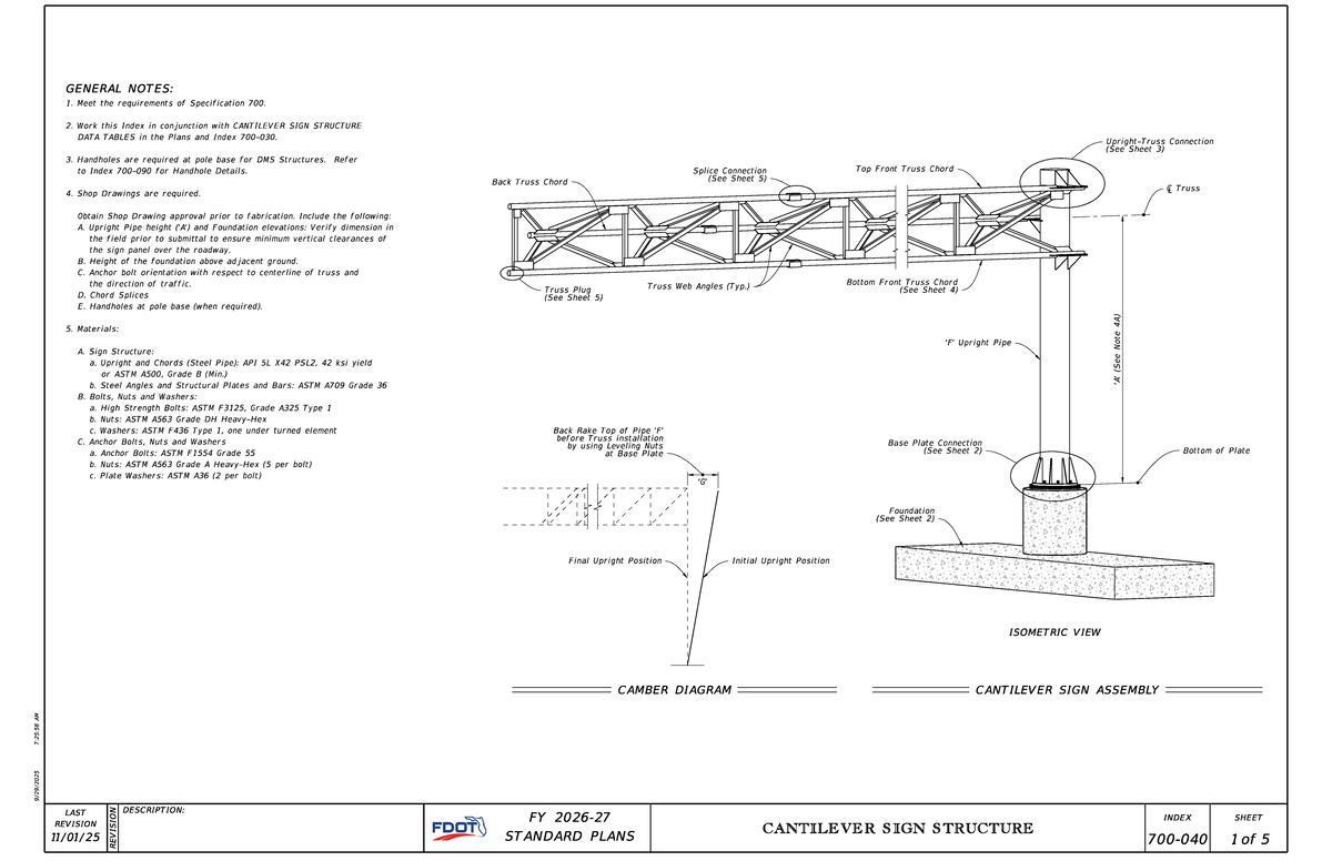 700-040 - Cantilever Sign Structure Notes and Specifications - Studocu