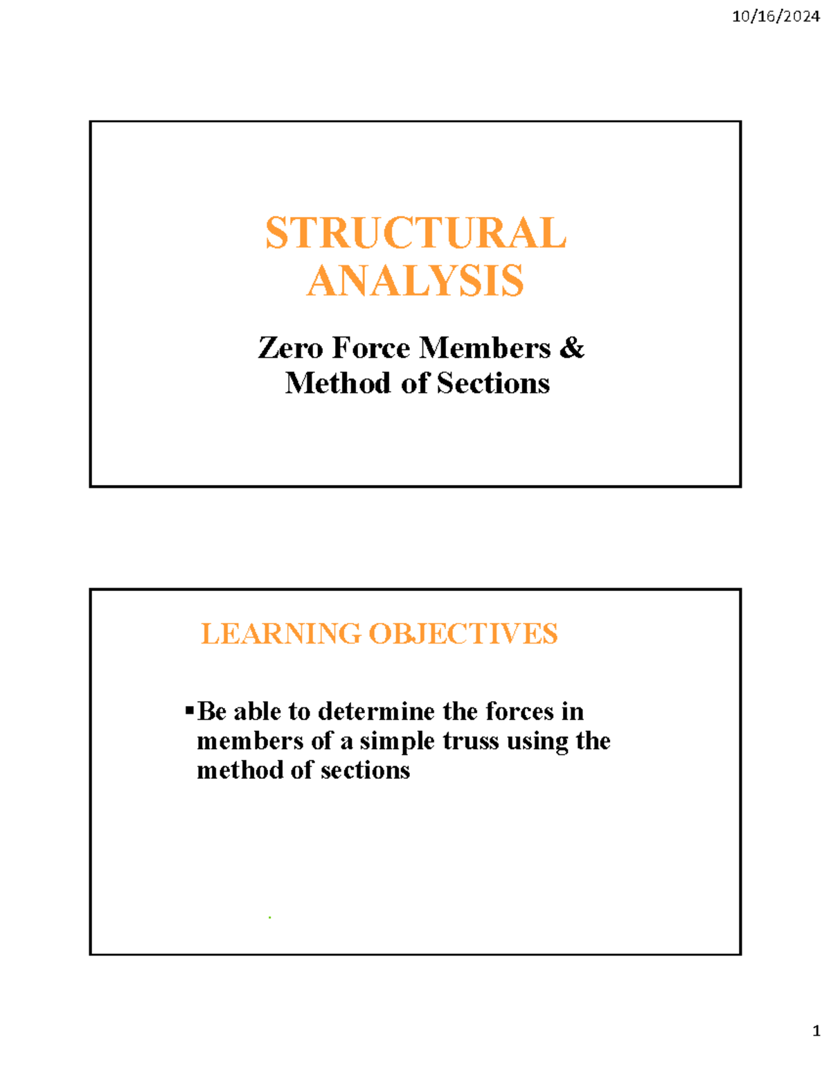 Structural Analysis: Method of Sections & Zero Force Members (ENG-202 ...