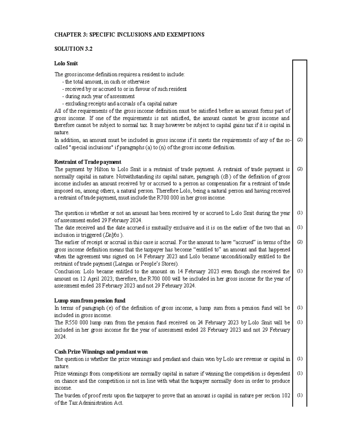 QSAT 2024 Chapter 5 Solutions: Specific Deductions Explained - Studocu
