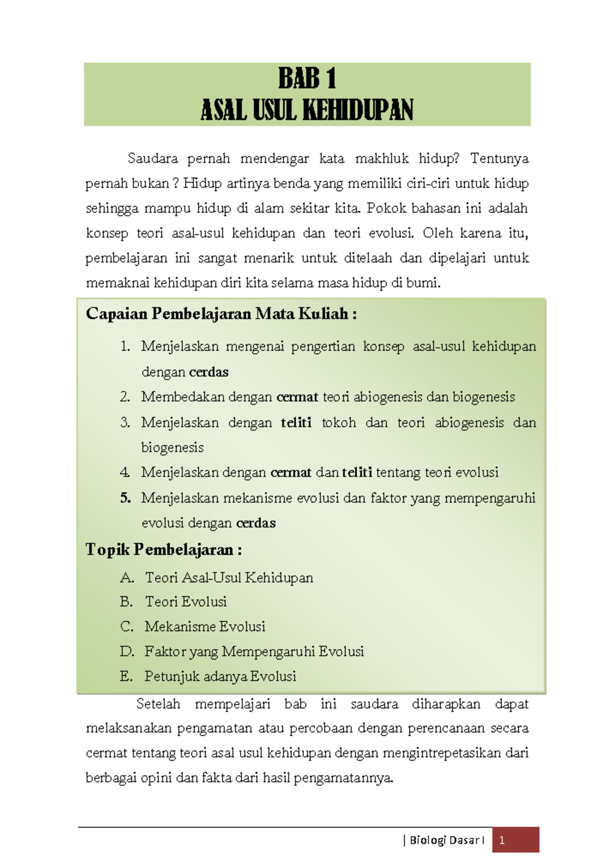 2. Asal Usul Kehidupan da…
