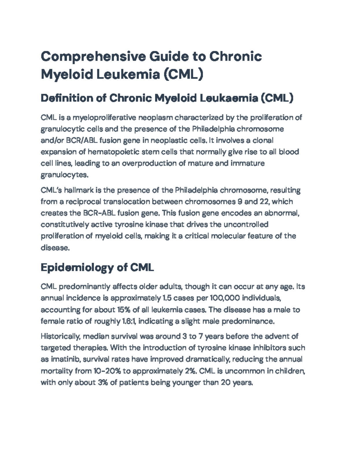 Comprehensive Overview of CML Management Strategies and Insights - Studocu