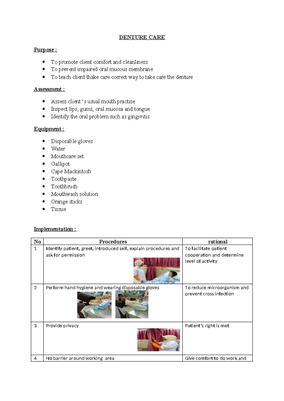 GTJ109 Skill Oral Care: Comprehensive Denture & Oral Hygiene Notes ...